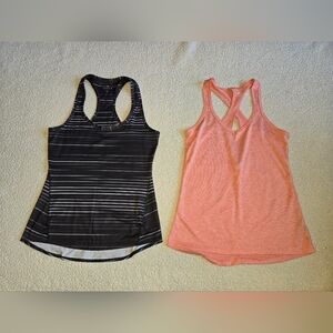 💥Athleta Black Striped and Champion Coral Tank Tops